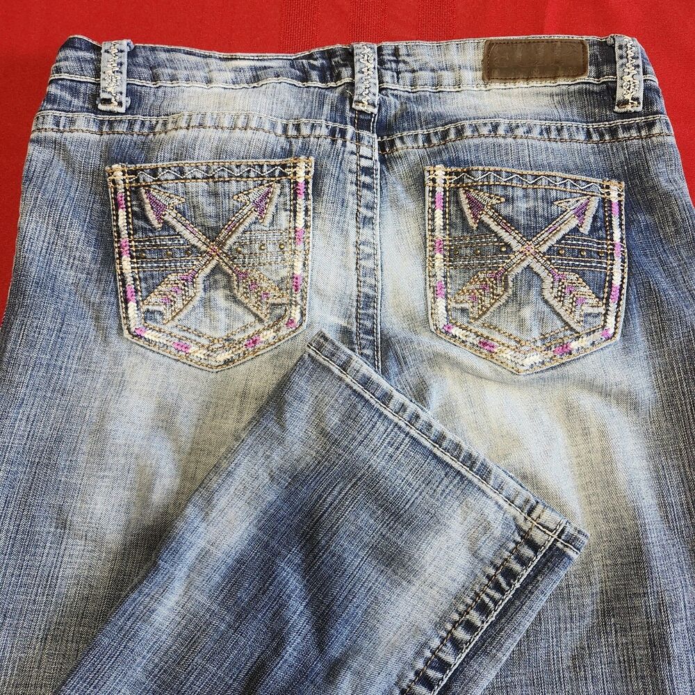 Cowgirl Up Jeans 32x32 Womens Bootcut Bling Crossed Arrows Rhinestone Y2K Denim